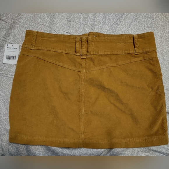 NWT Free People Joani Corduroy Mini Skirt Yellow Marsh - Picture 3 of 4